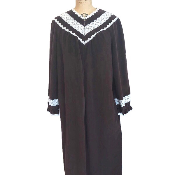 Vtg Vassarette Long Brown Robe - Size M